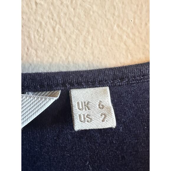 Boden Maxi Dress Size 2 Navy Blue Bell Sleeve V Neck Jersey Knit Tiered Ruffle - Picture 5 of 14